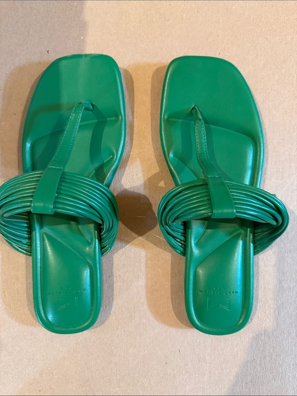 Marc Fisher Green Women's Braided Slide Sandals